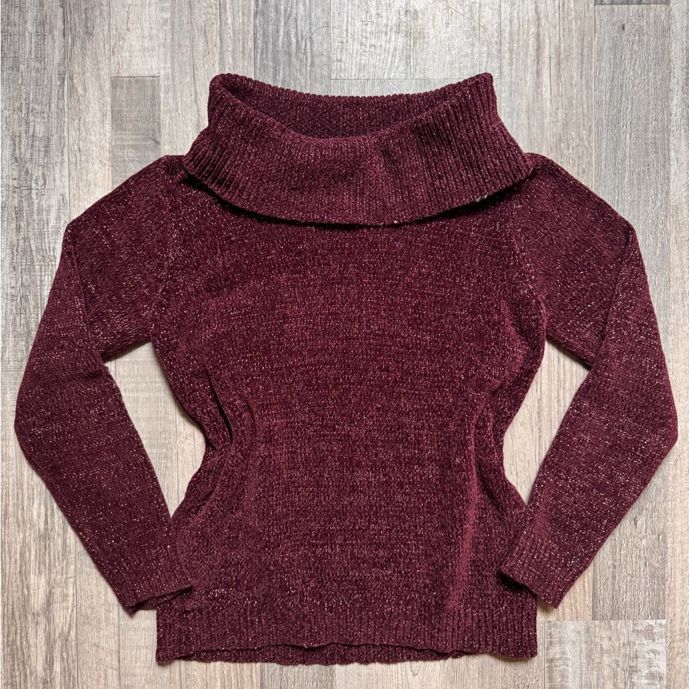 Burgundy Cowl Neck Sweater